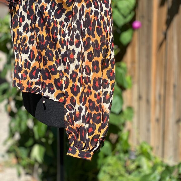 Topshop Leopard Print Sheer Blouse – Size US 4 - Picture 8 of 13